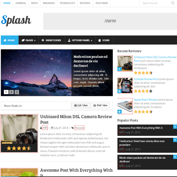 Splash-review-theme