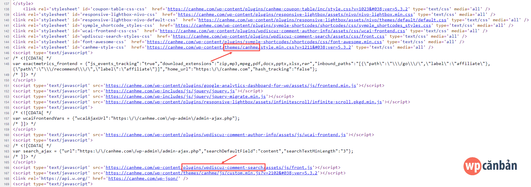 check-theme-va-plugin-wordpress-trong-view-page-source