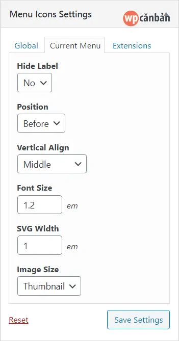 Thêm icon vào menu của WordPress nhanh nhất - WP Căn bản