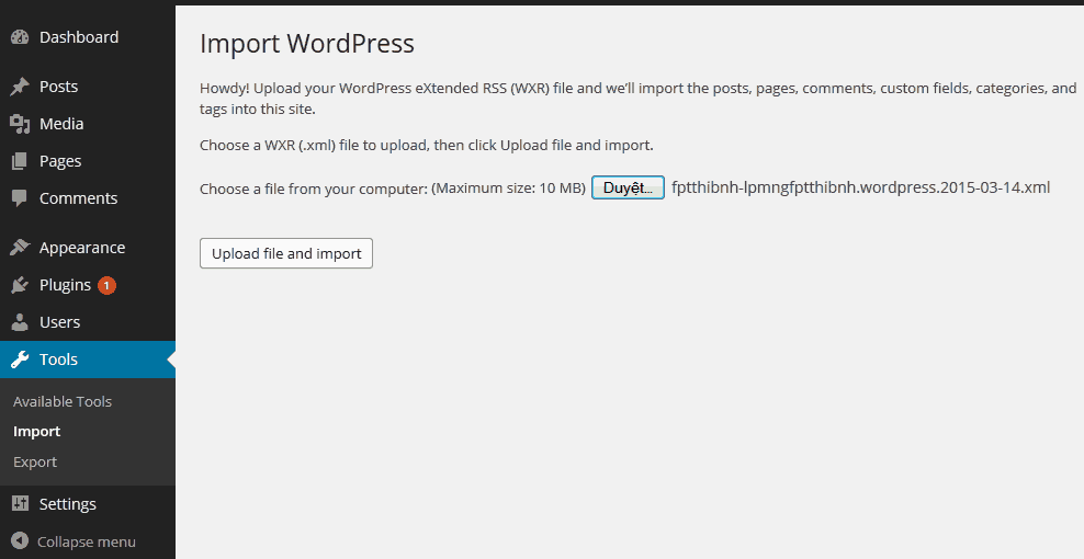 Import bài viết WordPress