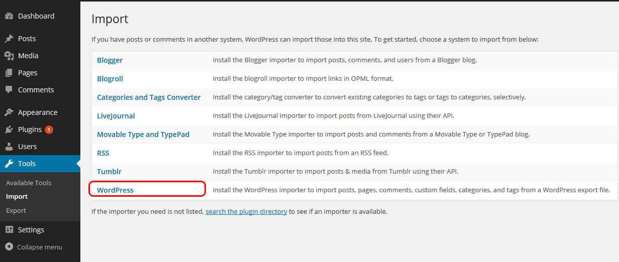 Import-wordpress