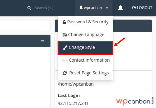 click-vao-muc-change-style-trong-cpanel