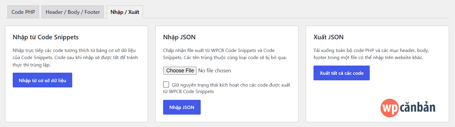 nhap-xuat-code-bang-plugin-wpcb-code-snippets