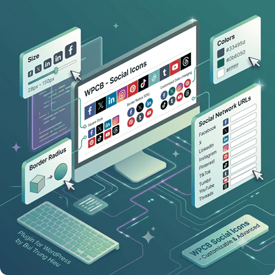 Widget icon mạng xã hội siêu nhẹ cho WordPress